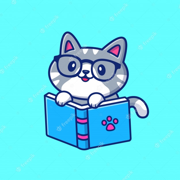 Premium Vector Cute cat reading book cartoon icon