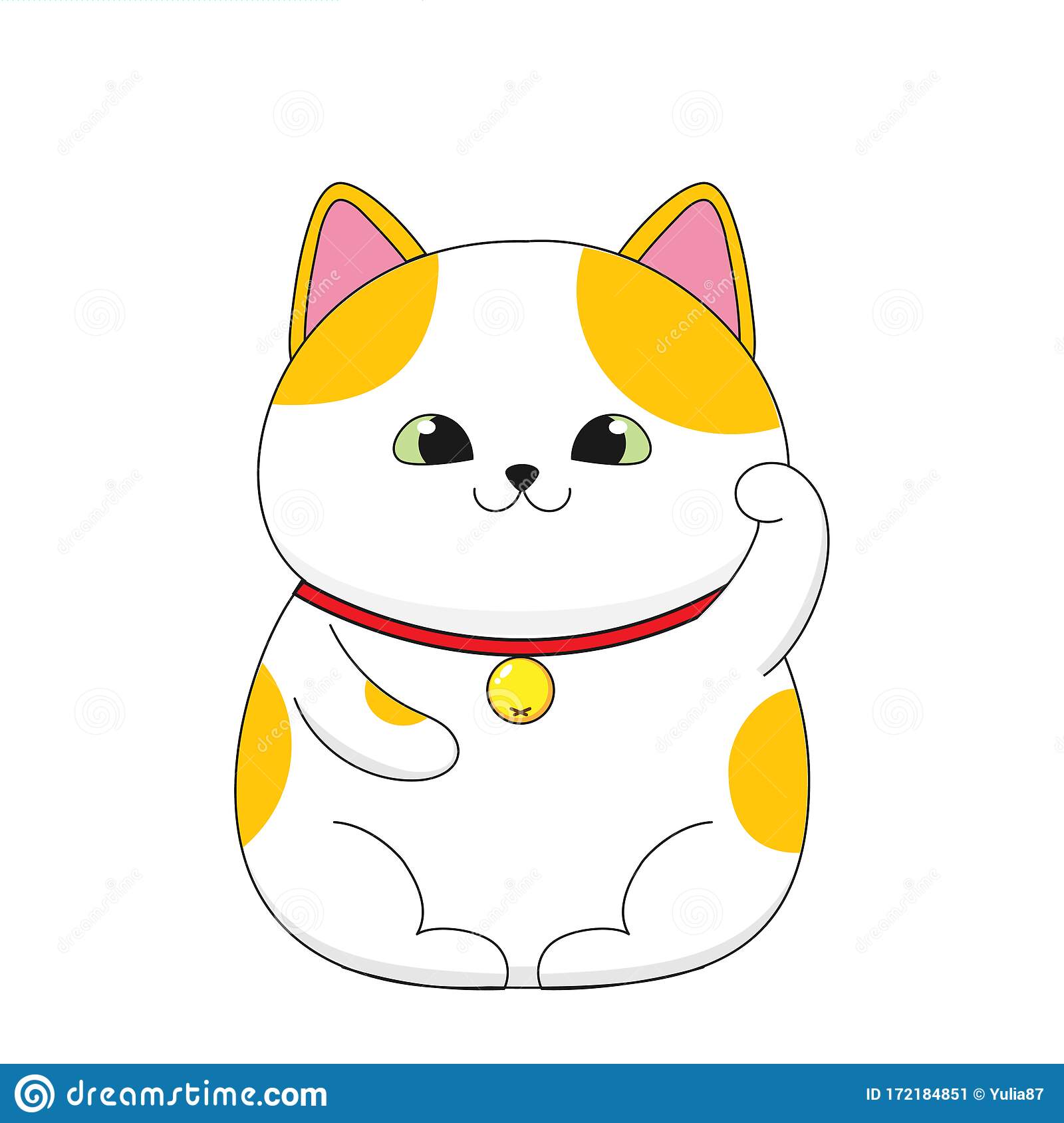 Cute Maneki Neko. Lucky Japanese Cat Stock Vector