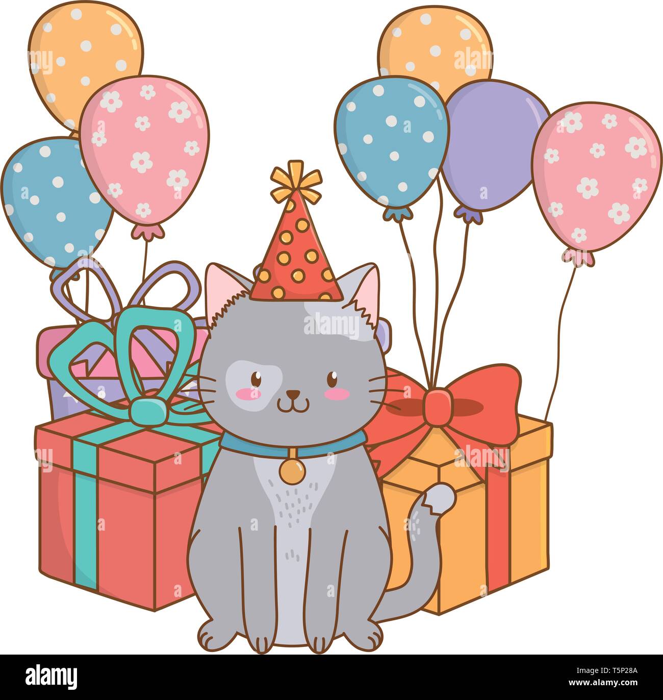 cute pet little animal kitty cat birthday party concept