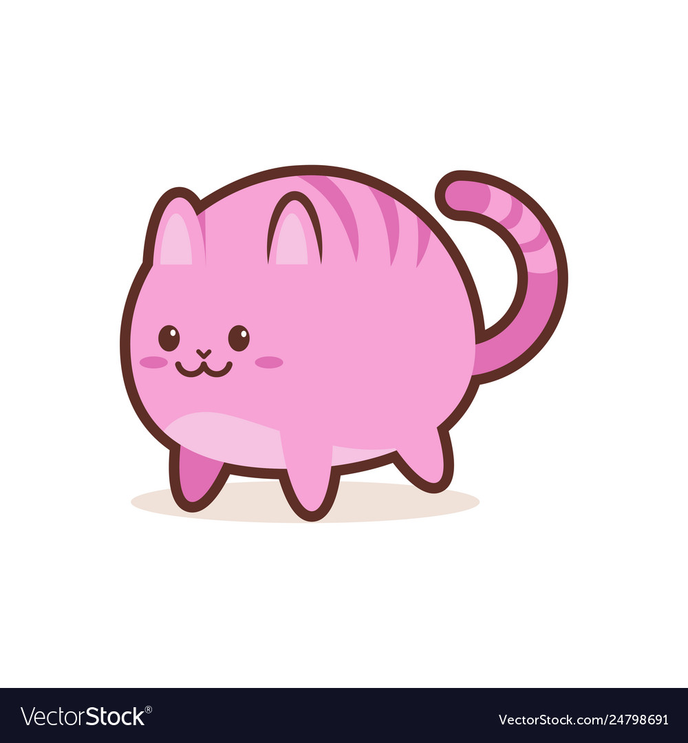 Cute pink cat cartoon comic character with smiling