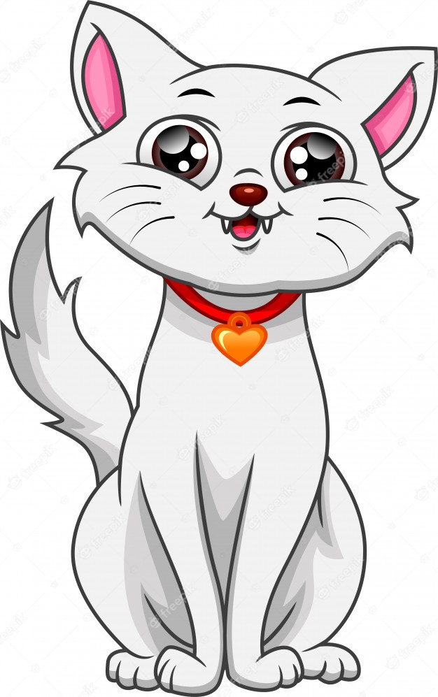 Cute white cat cartoon Premium Vector