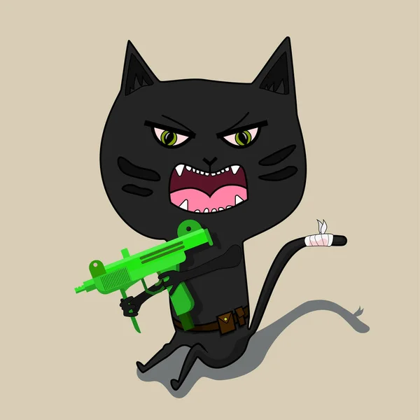 Cute black cartoon cat. Big mustache whisker. Funny