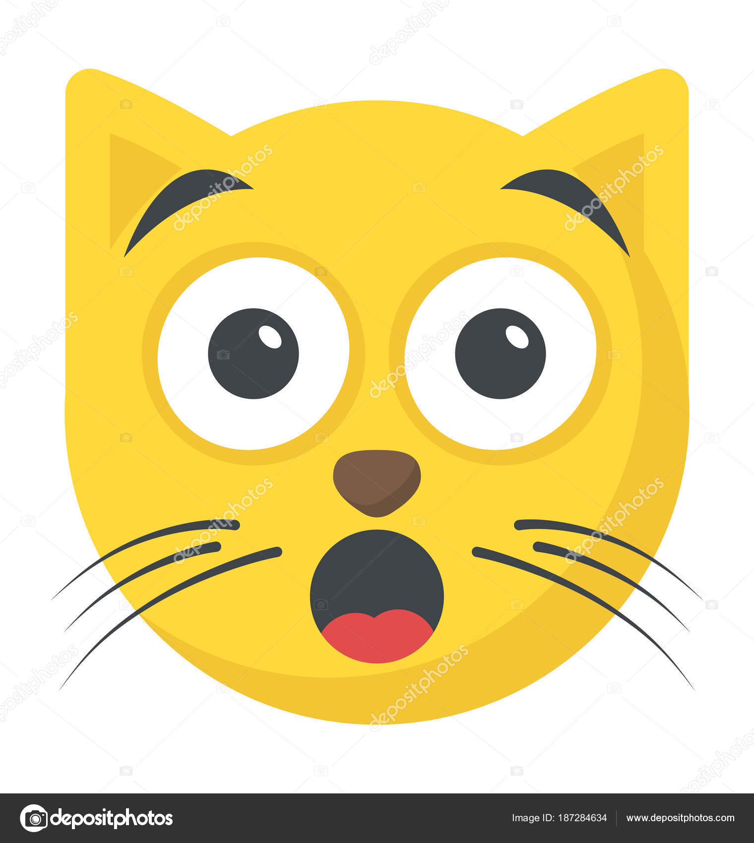 Cute Cartoon Style Cat Emoji Surprised Expressions — Stock