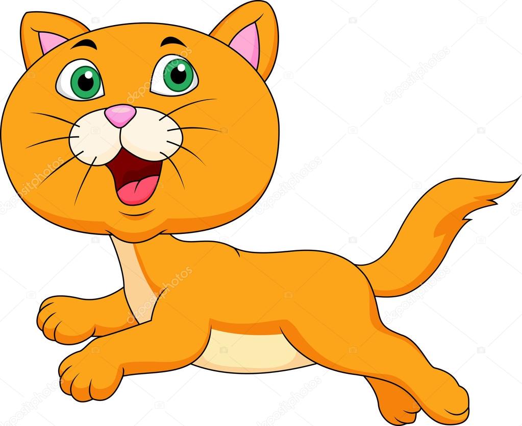Cute cat cartoon running — Stock Vector © tigatelu 23054134