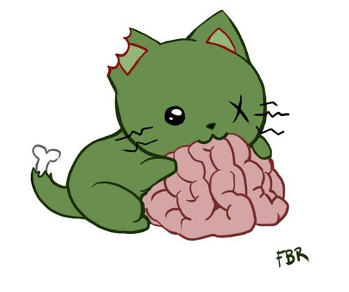 brain, cat, and zombie image Cute cartoon drawings, Cute