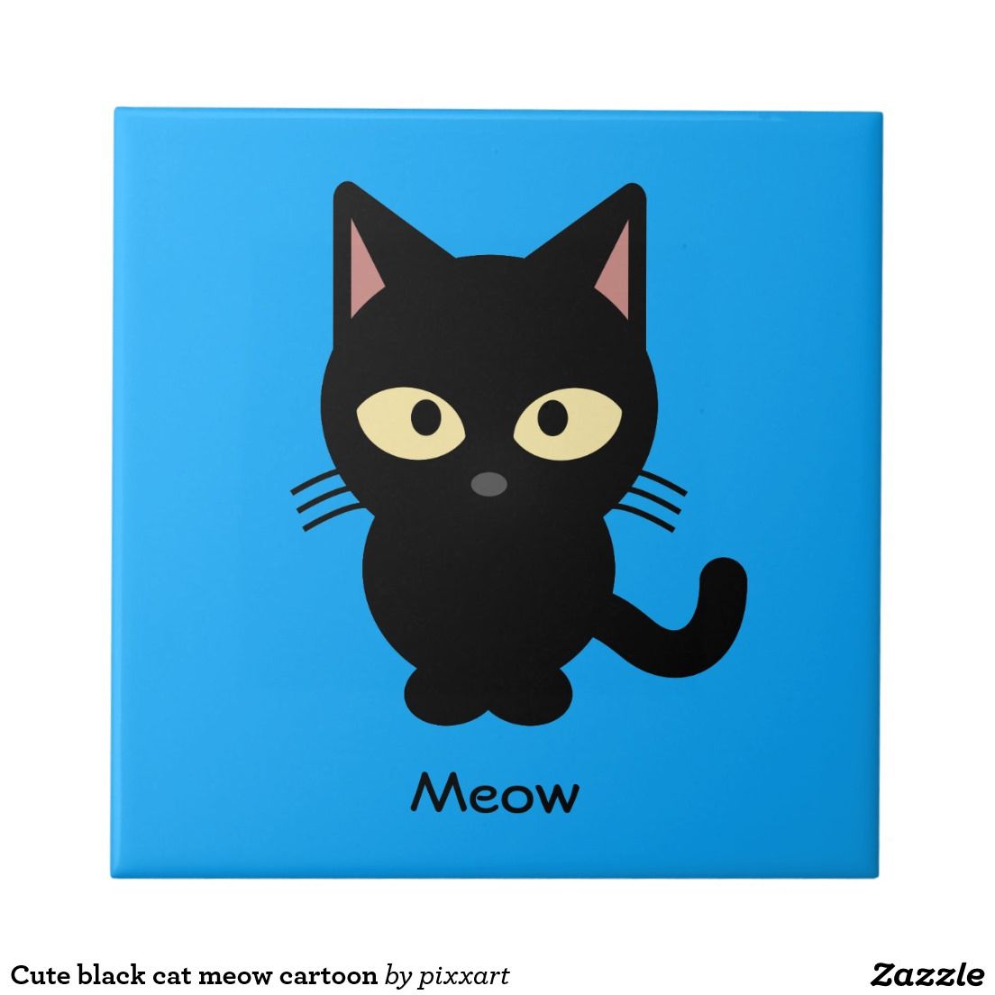 Cute black cat meow cartoon ceramic tile Cute black cats