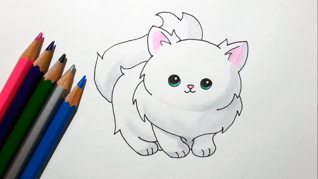 How to Draw a Cute Cartoon Cat Drawing a Fluffy Kitten