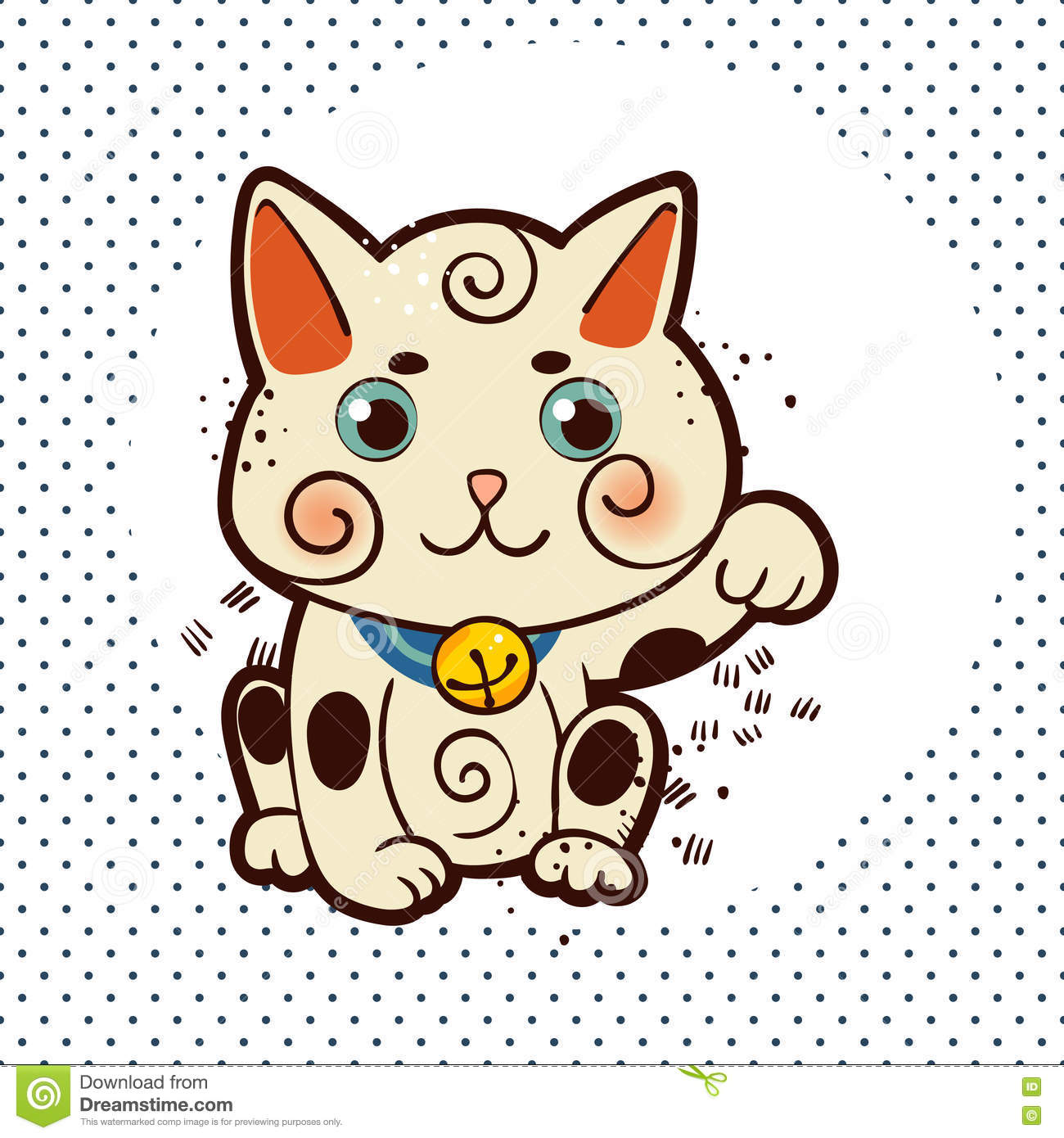 Happy Japanese Cat Manekineko. Traditional Mascot Stock
