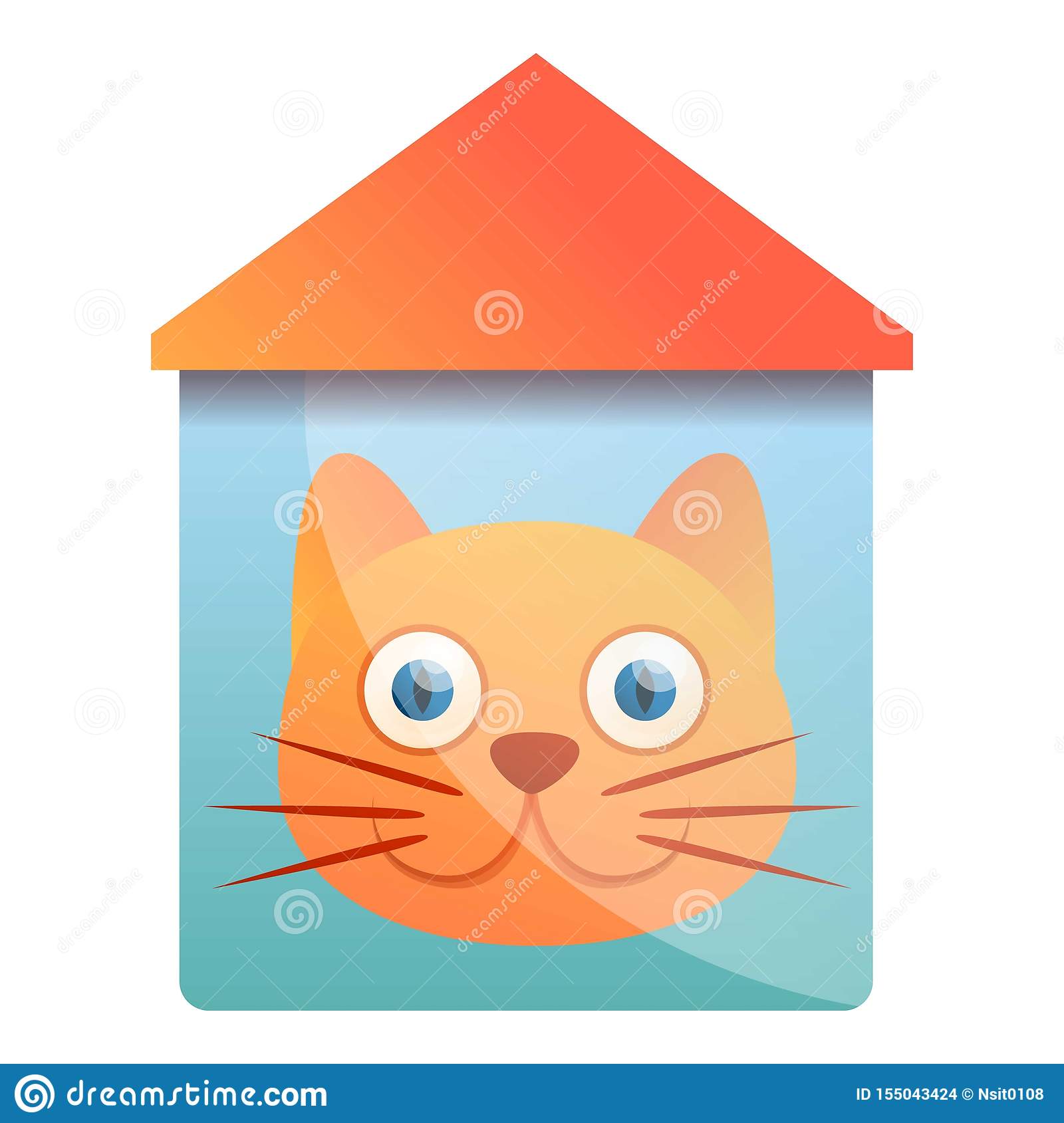 House Cat Logo, Cartoon Style Stock Vector Illustration