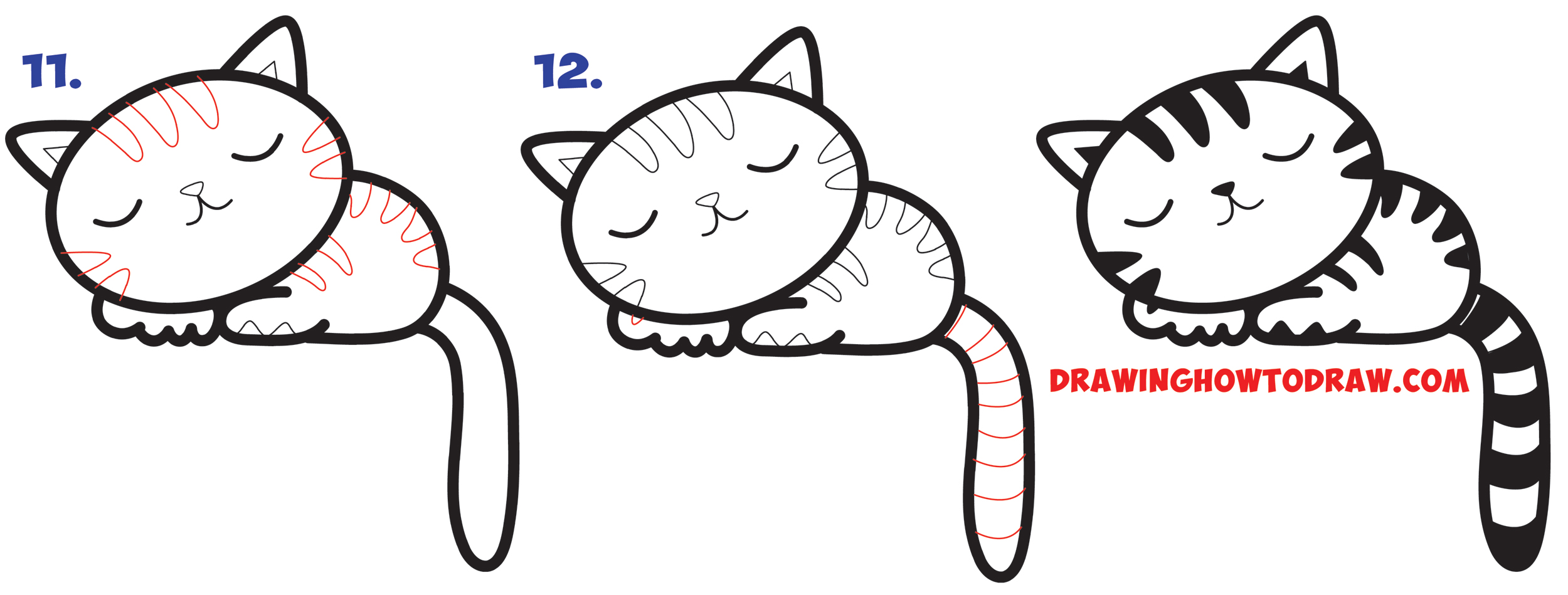 How to Draw a Supercute Kawaii / Cartoon Cat / Kitten
