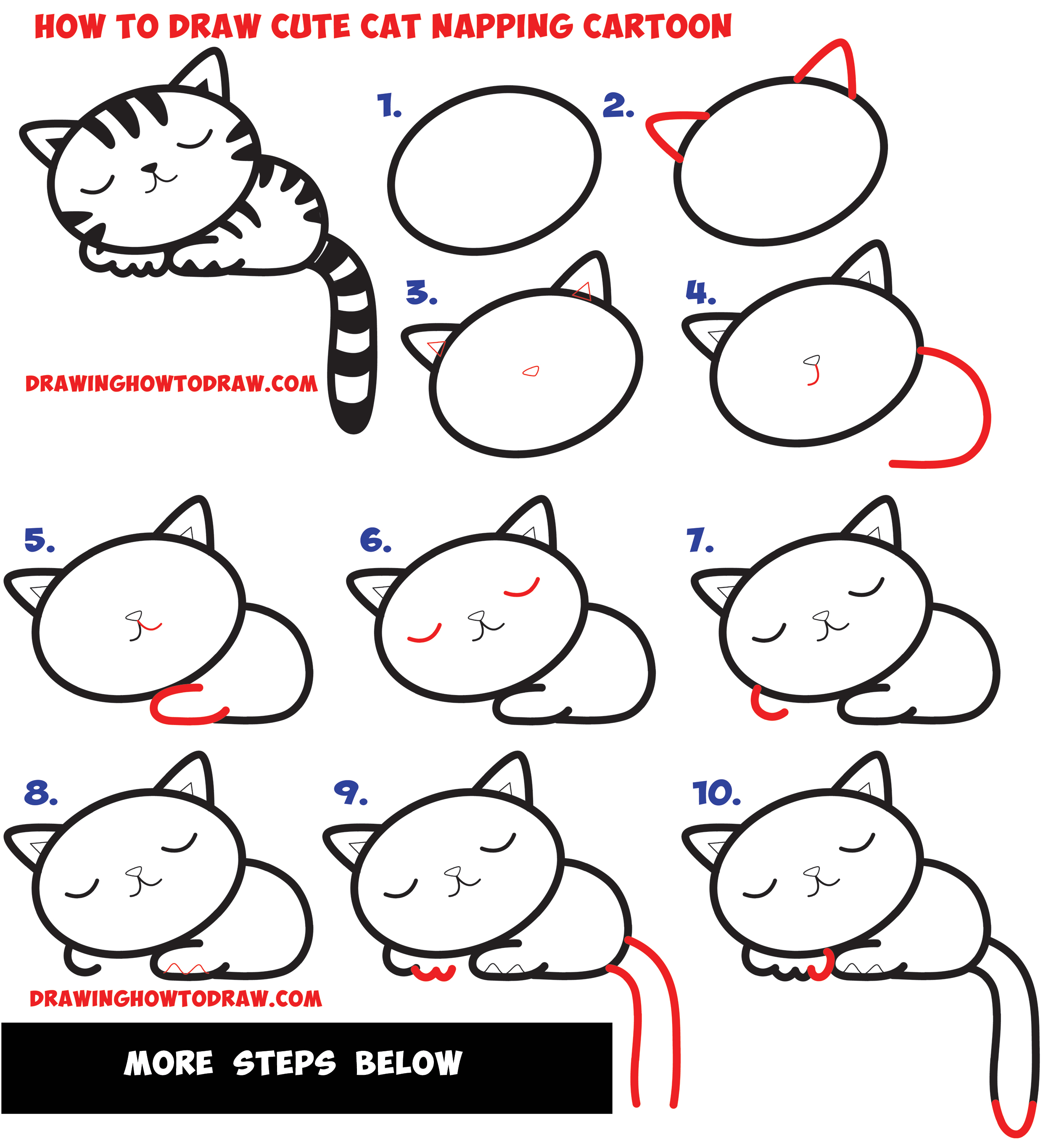 How to Draw a Supercute Kawaii / Cartoon Cat / Kitten