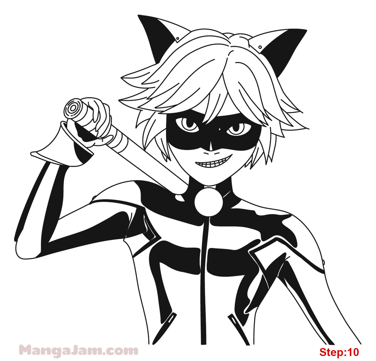 How to Draw Cat Noir from Miraculous Ladybug