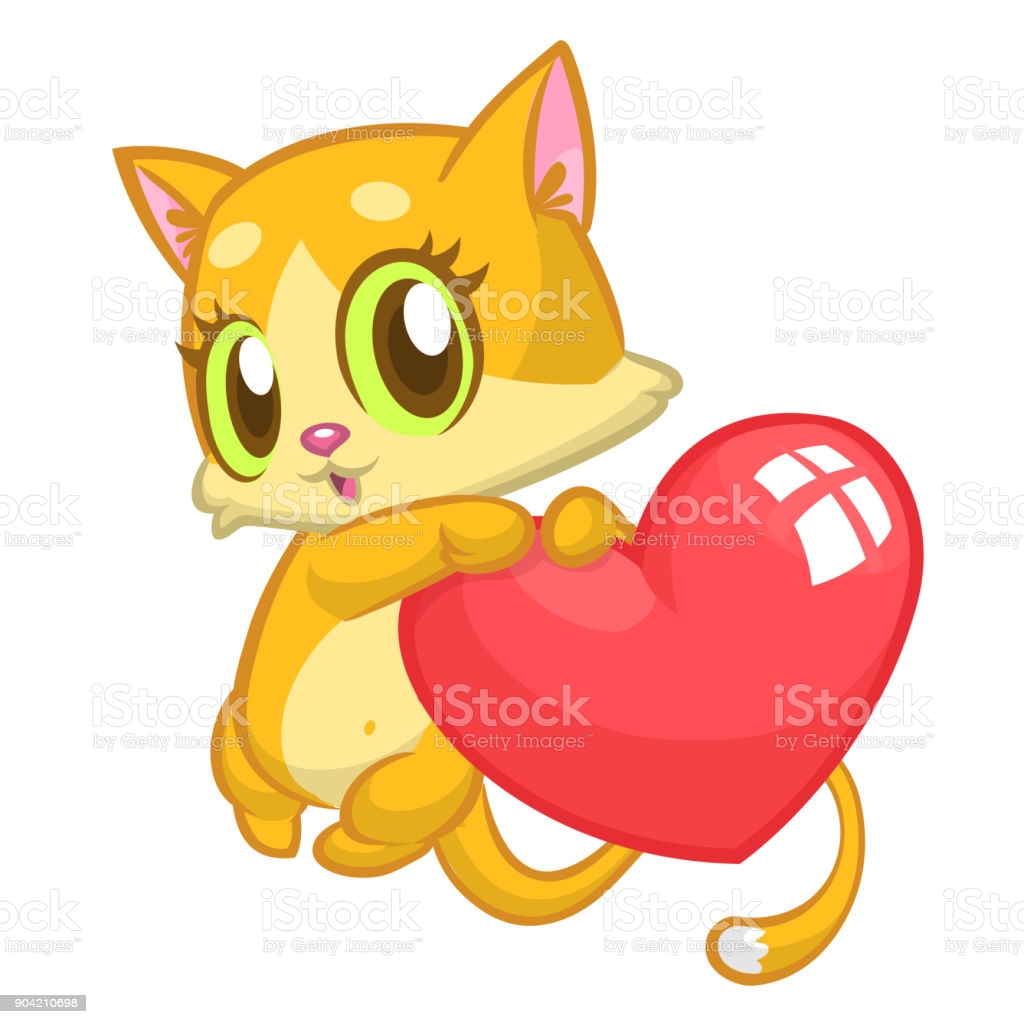 Cat Heart Illustrations, RoyaltyFree Vector Graphics
