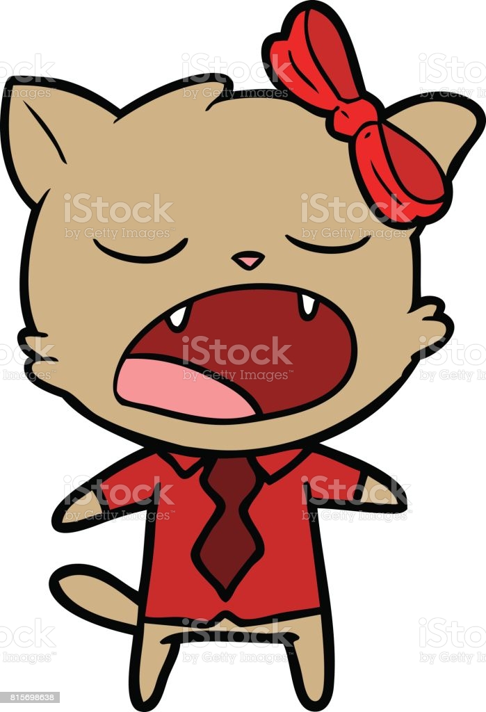 Cartoon Yawning Cat Stock Illustration Download Image