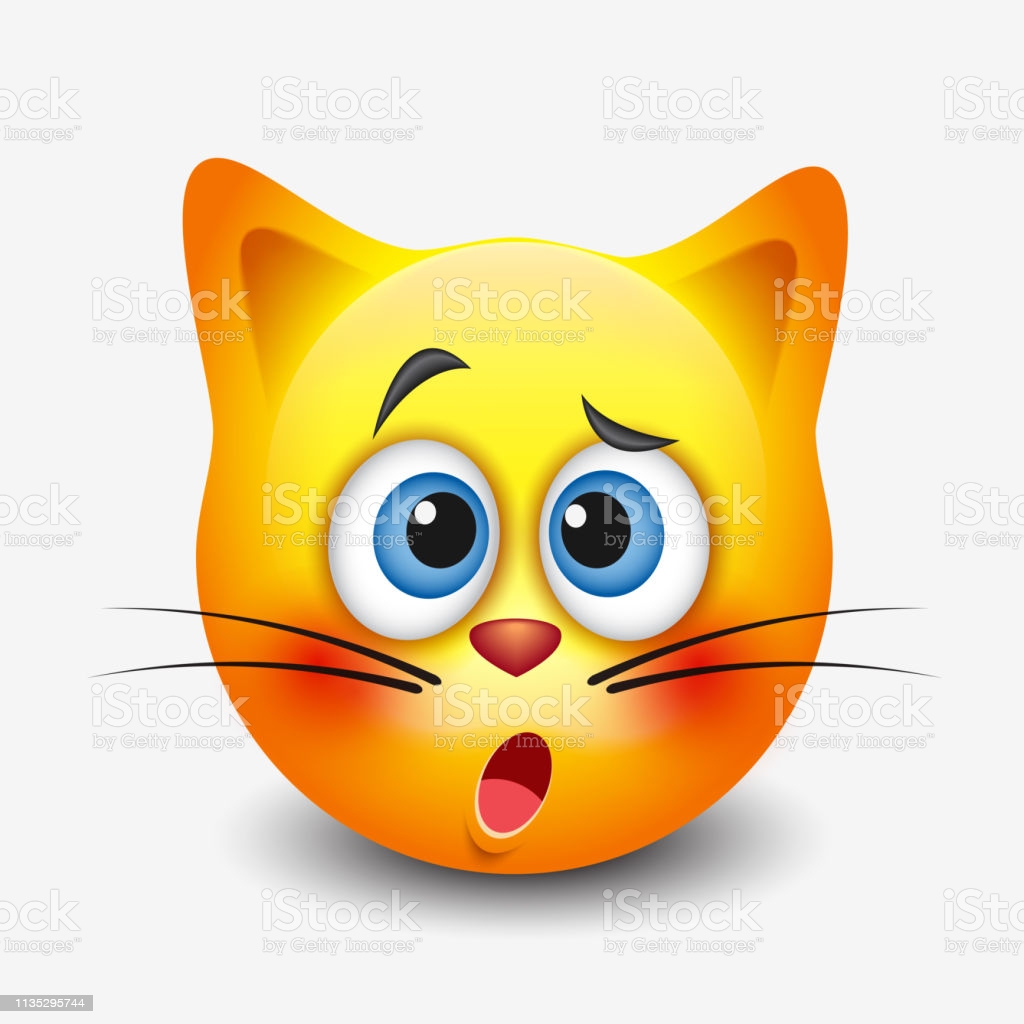 Cute Cat Confused Emoticon Emoji Smiley Vector