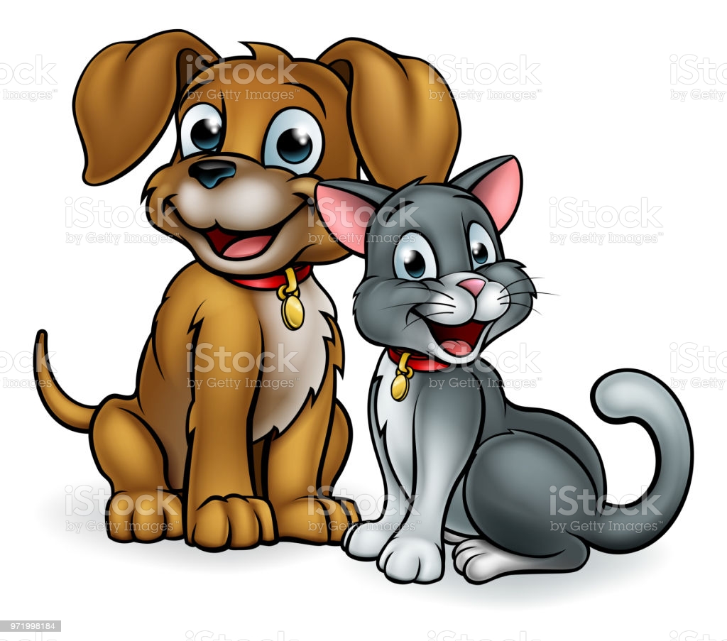 Cartoon Cat And Dog Pets Stock Illustration Download