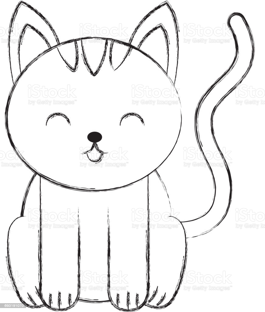 Cute Sketch Draw Cat Cartoon Stock Vector Art & More