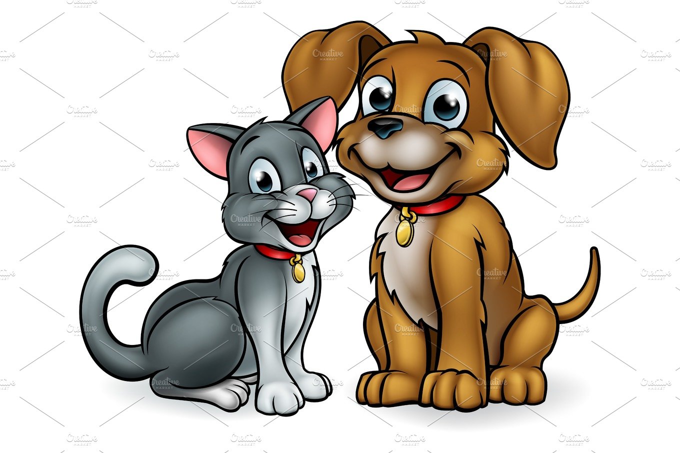 Cat and Dog Pets Cartoon Characters PreDesigned