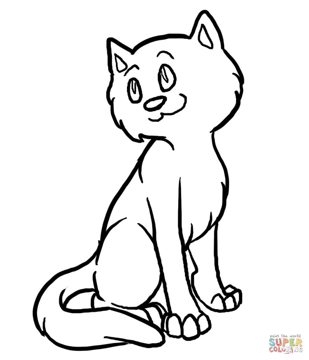 Lovely Cartoon Cat coloring page Free Printable Coloring
