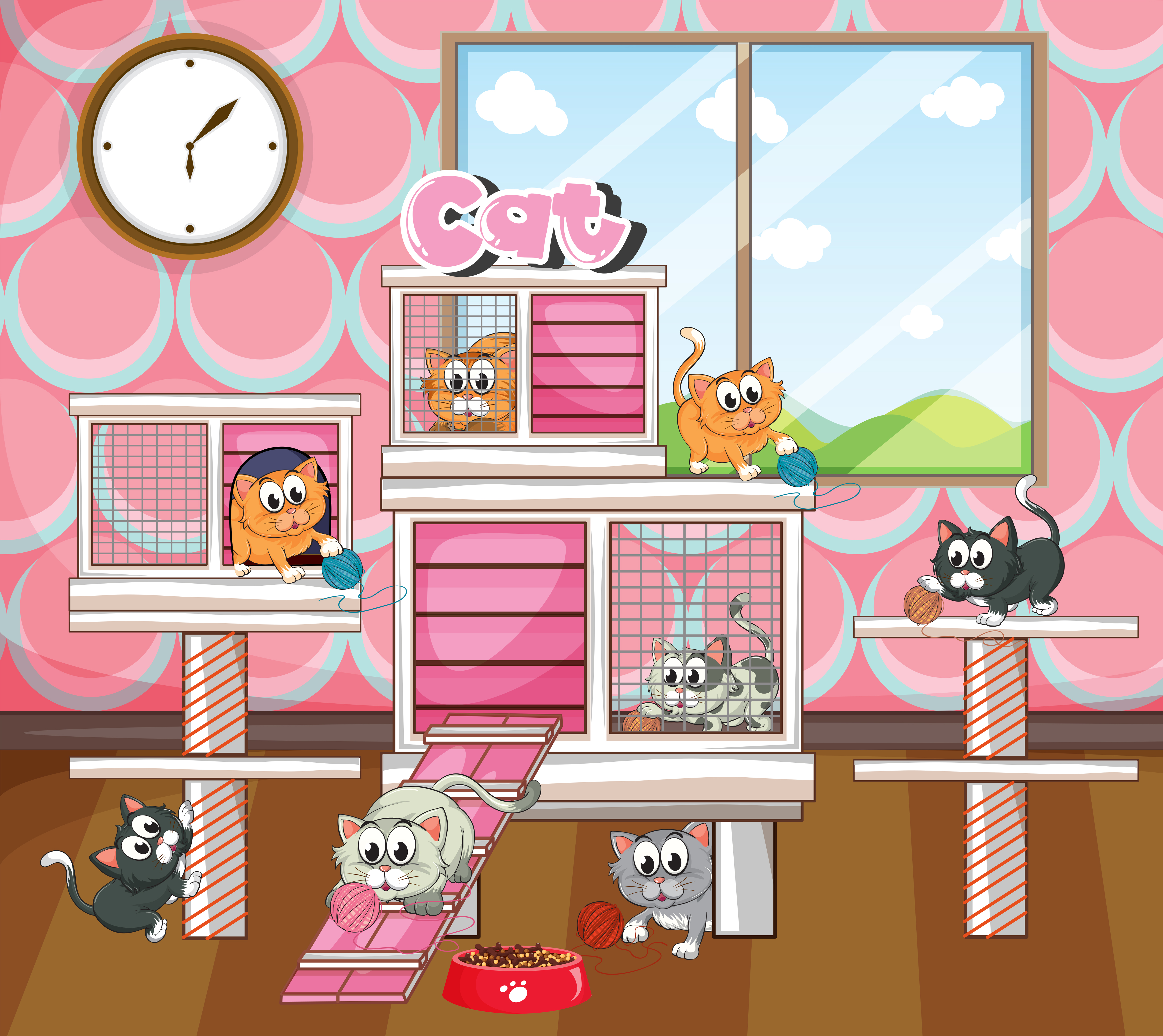 Many cats in cage and room 519635 Download Free Vectors