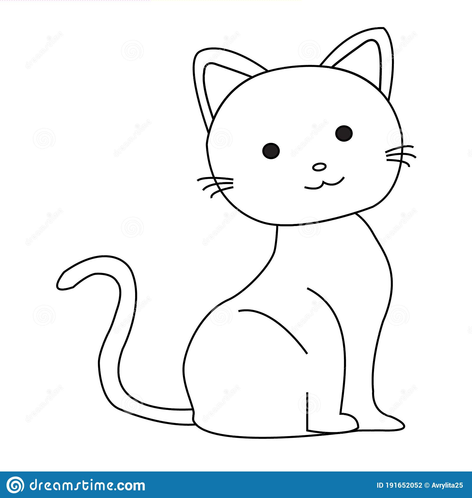 Cute Cartoon Cat Outline Vector For Coloring Book Stock