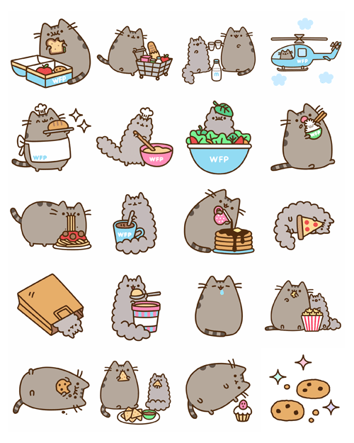 I love Kawaii Pusheen Eats, Cute Facebook Animated Stickers