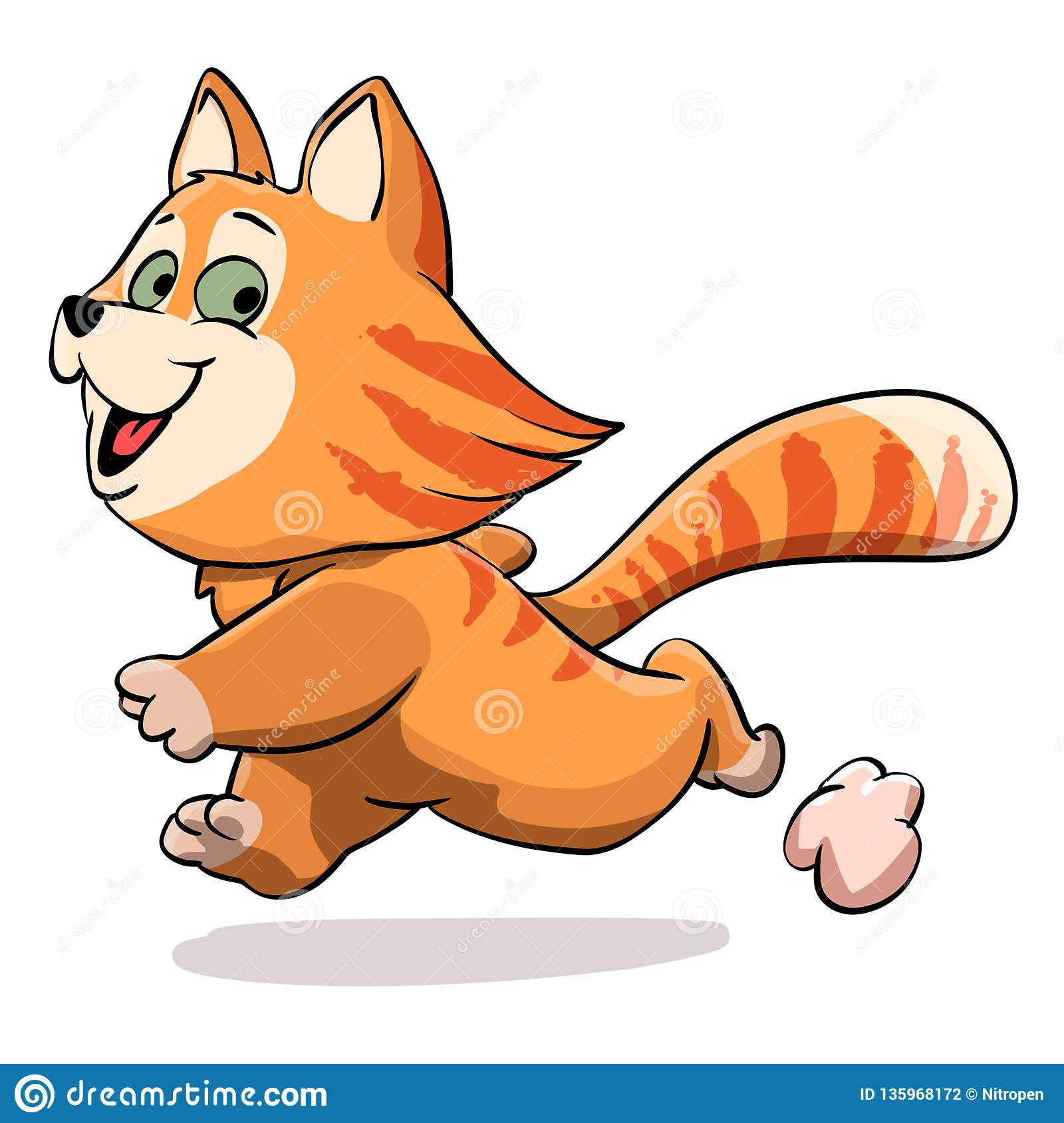 Running Cat Cat Cartoon Cute Cat Stock Illustration
