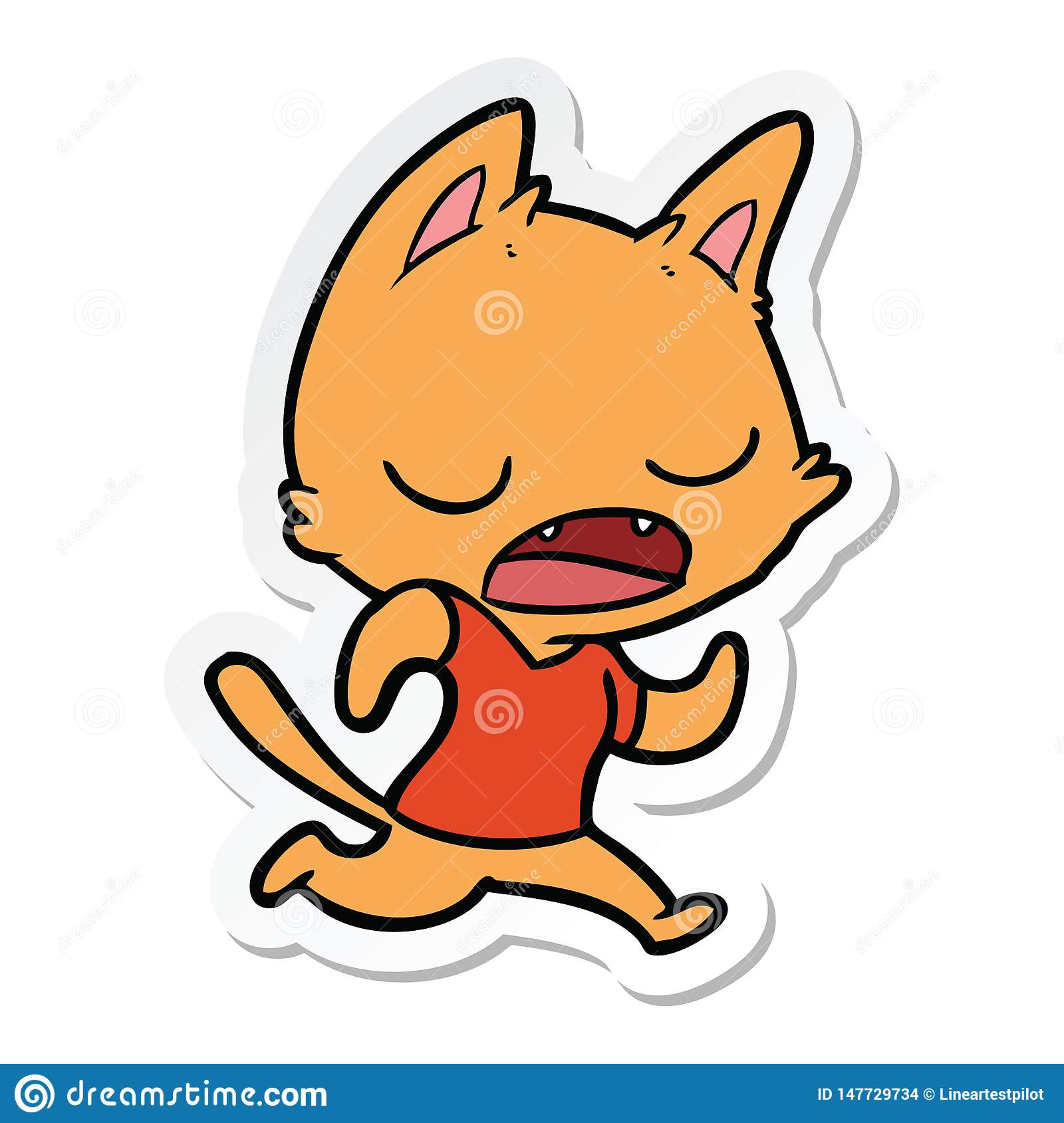 Sticker Of A Talking Cat Cartoon Stock Vector