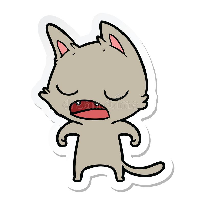 Sticker Of A Talking Cat Cartoon Stock Vector