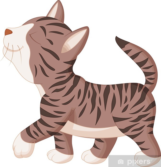 Sticker Cute cat cartoon wandelen • Pixers® We leven om