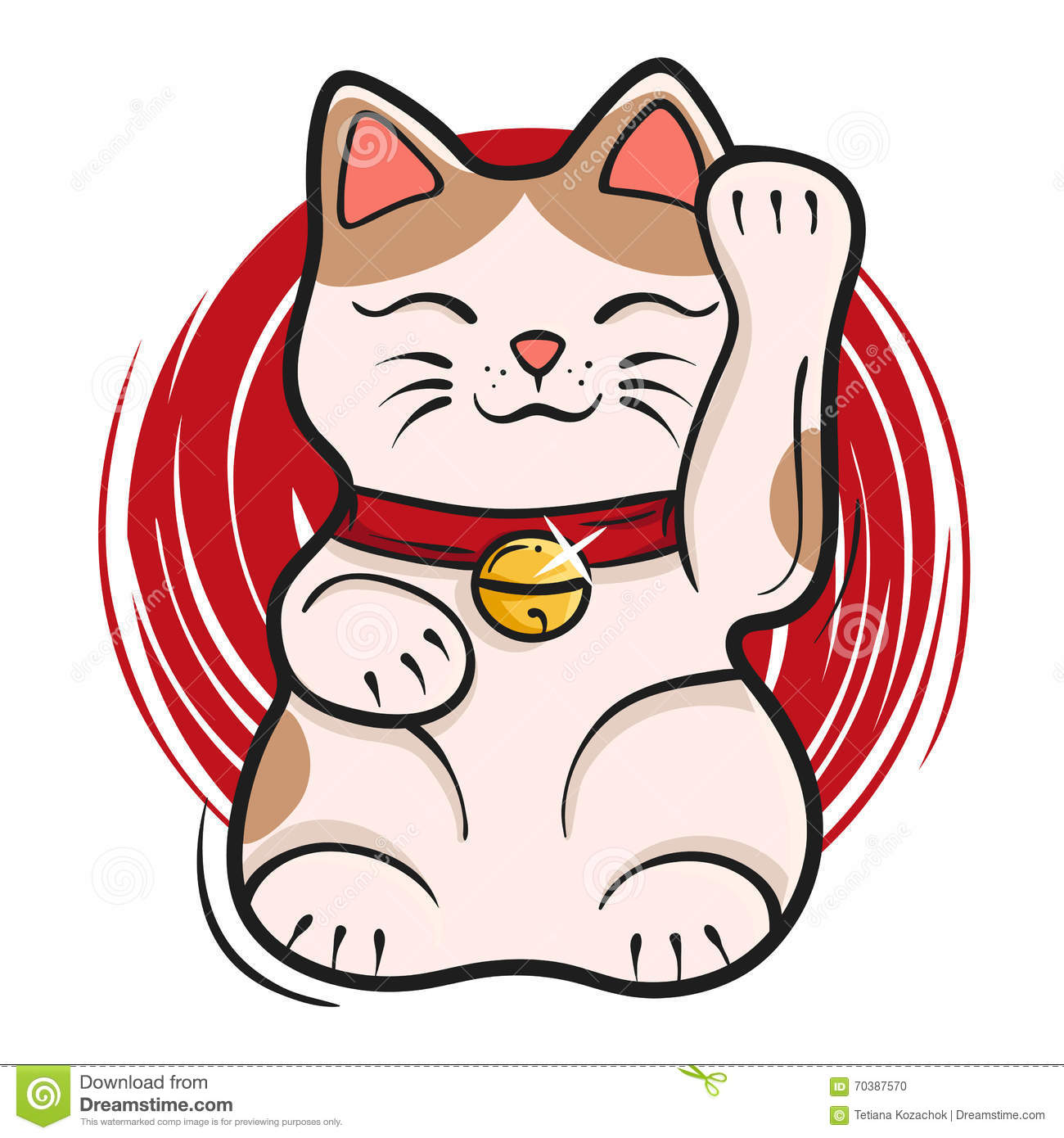 Vector Illustration Of Maneki Neko. Japanese Lucky Cat