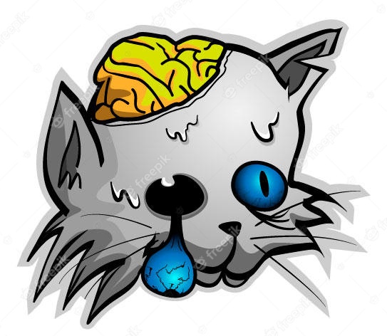 Zombie cat with exposed brain and eye Vector Free Download